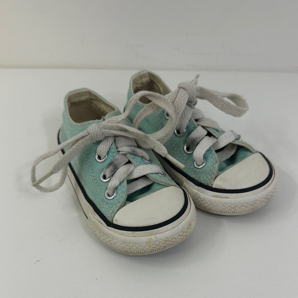 Kids Mint Green Canvas Converse Sneakers Toddlers Size 5